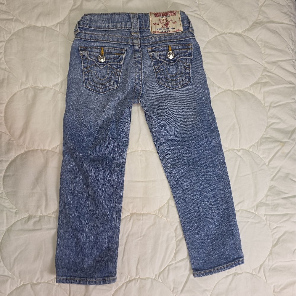 True‎ Religion Girls Misty Jeans Size 4 Light Wash Flap Pockets Designer Denim
